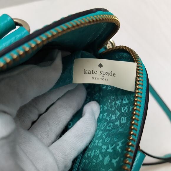 Kate Spade Teal Leather Double Handles Zipper Closure Satchel Bag - Picture 12 of 16